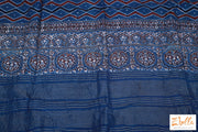 Indigo Blue Ajrak Dola Silk Saree No Bp Saree