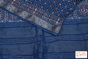 Indigo Blue Ajrak Dola Silk Saree No Bp Saree