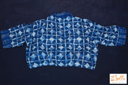 Indigo Blue Cotton Blouse With Collar Blouse