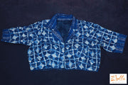 Indigo Blue Cotton Blouse With Collar Blouse