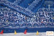 Indigo Blue Cotton Saree With Kanta Work And Stitched Blouse Saree