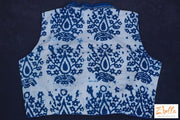 Indigo Blue Cotton Sleeveless Blouse With Collar Blouse