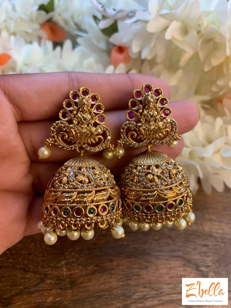 Jhumka Earrings Gold Tone