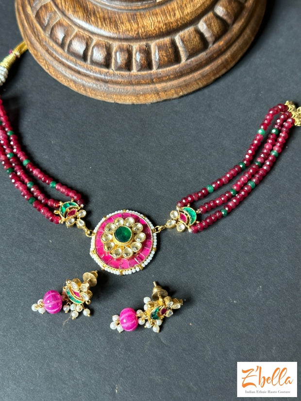 Kemp And Pachi Kundan Choker With Earring Necklace