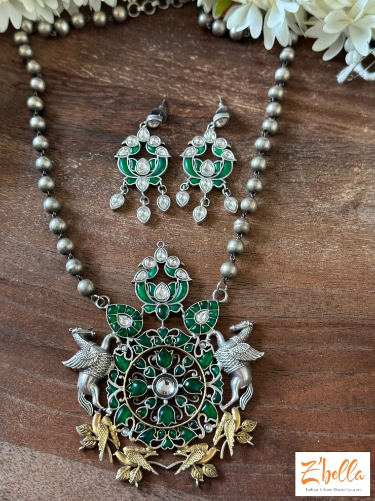 Kemp Stone Big Pendent With Earring Necklace