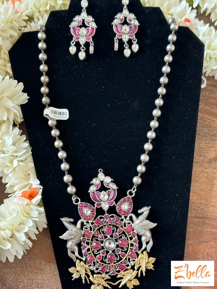 Kemp Stone Big Pendent With Earring Necklace