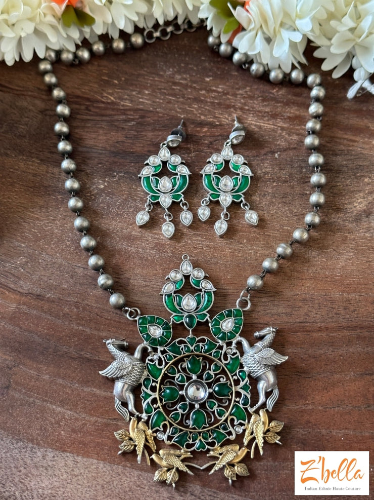 Kemp Stone Big Pendent With Earring Necklace