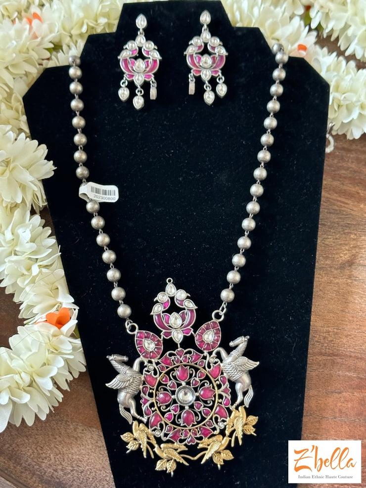 Kemp Stone Big Pendent With Earring Necklace
