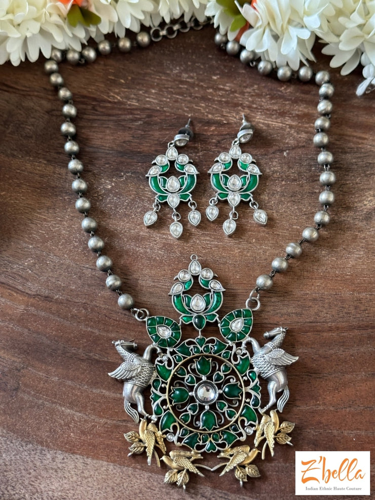 Kemp Stone Big Pendent With Earring Necklace