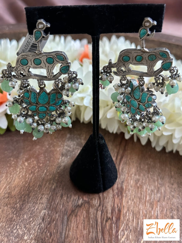 Kemp Stone Earring Earrings Silver Tone