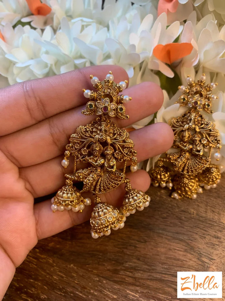 Krishna Radha Earring Earrings Gold Tone