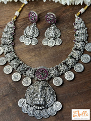 Lakshmi Coin Necklace With Temple Stones Necklace