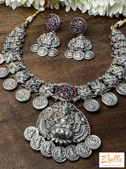 Lakshmi Coin Necklace With Temple Stones Necklace