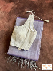 Lavender Cotton Tissue Saree With Stitched Blouse Saree