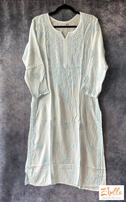 Light Blue Chikankari Modal Cotton Kurti - Size 42 Kurti