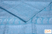 Light Blue Chikankari Organza Saree With Stitched Blouse Saree