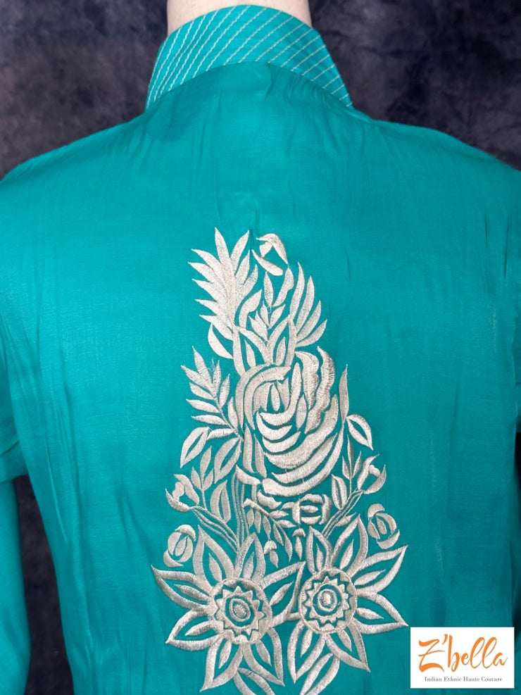 Light Blue Kurti With Embroidery Kurti