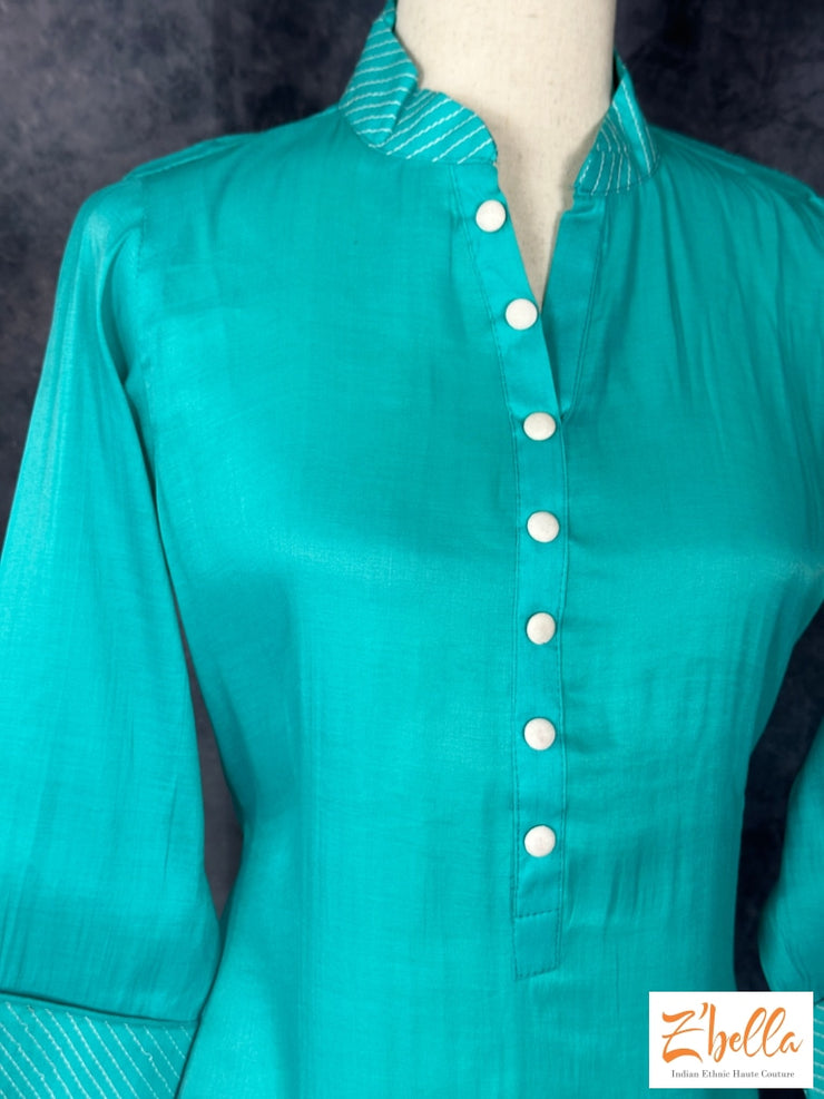 Light Blue Kurti With Embroidery Kurti
