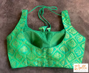 Light Emrald Green Brocade Sleeveless Blouse Blouse