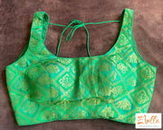 Light Emrald Green Brocade Sleeveless Blouse Blouse