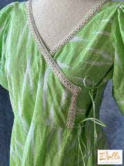 Light Green Ikkat Cotton Wrap Around Frock Kurti