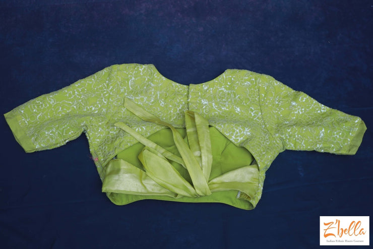 Light Green Organza Silk Sequins Blouse Blouse