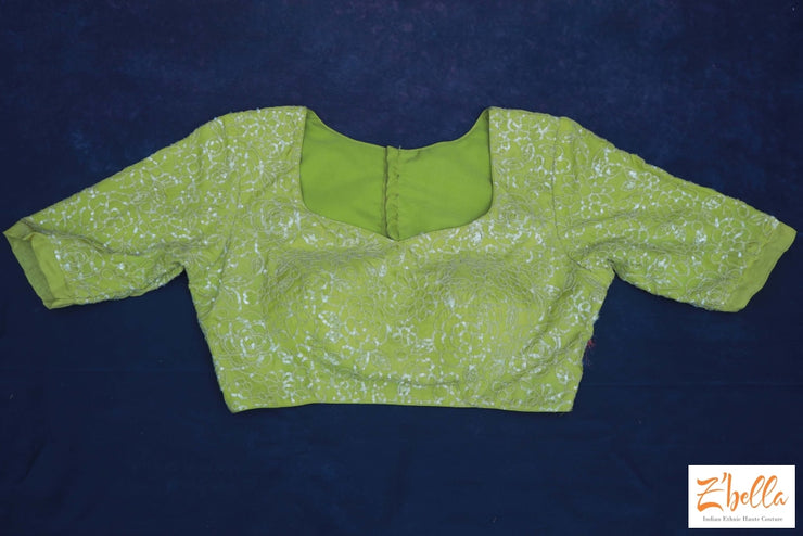 Light Green Organza Silk Sequins Blouse Blouse