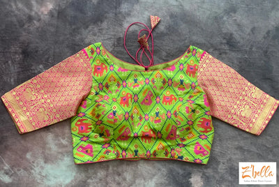 Light Green Patola Silk Blouse Blouse