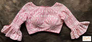 Light Pink Blouse With Sleeve Pattern Blouse