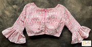 Light Pink Blouse With Sleeve Pattern Blouse