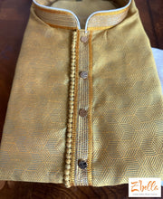 Light Yellow Self Weaving Kurta With Pants Kurta Set