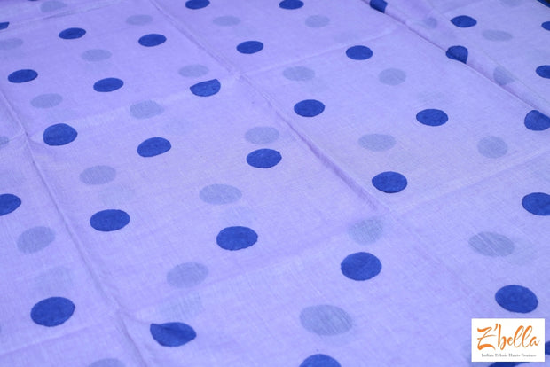 Lilac Color Saree With Violet Polka No Bp Saree