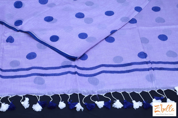 Lilac Color Saree With Violet Polka No Bp Saree