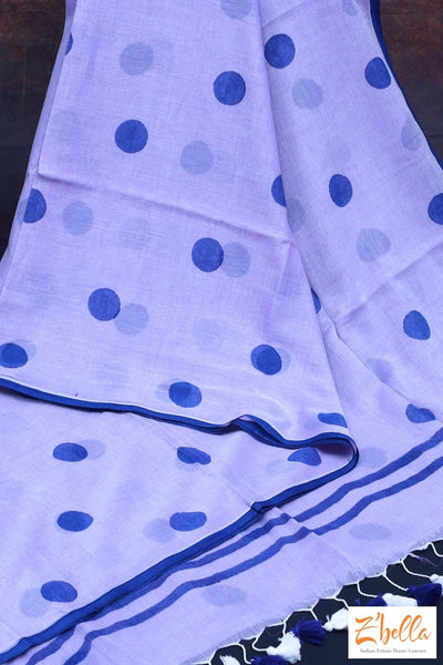 Lilac Color Saree With Violet Polka No Bp Saree