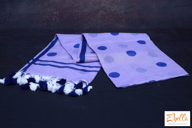 Lilac Color Saree With Violet Polka No Bp Saree