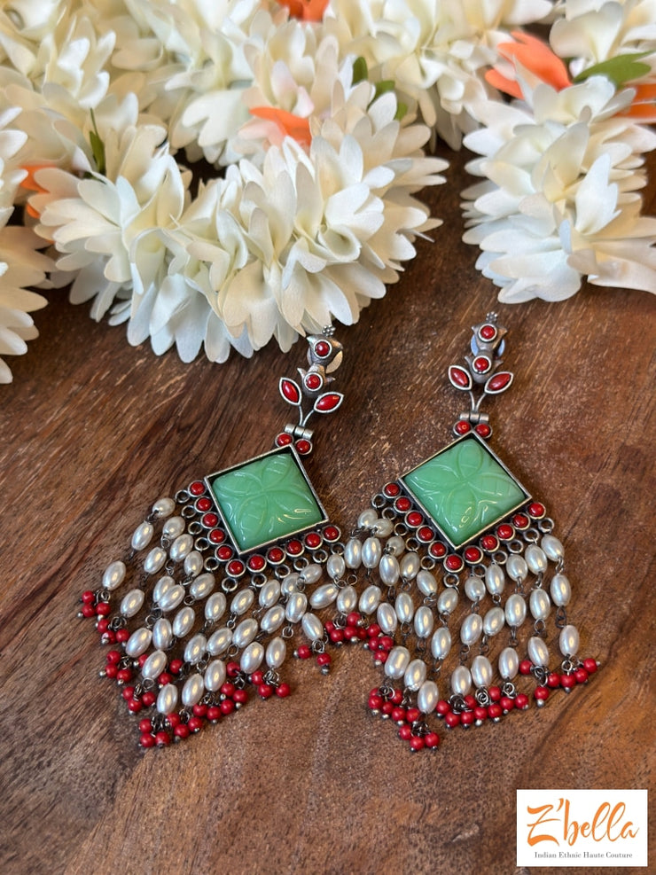 Long Earring Earrings Silver Tone