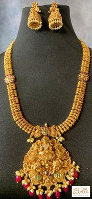 Long Necklace With Lakshmi Pendent Jhumka Necklace