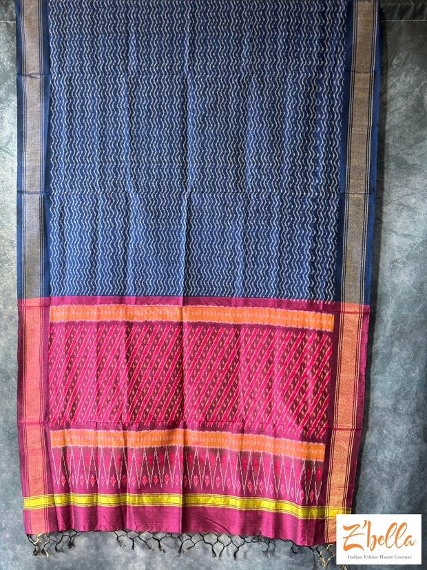 Magenta And Blue Combo Ikkat Sico Dupatta Dupatta