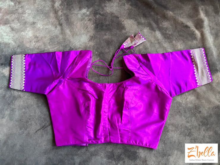 Magenta Handwoven Pure Katan Silk Saree With Stitched Blouse Saree