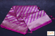 Majenta Handwoven Pure Katan Silk Saree With Stitched Blouse Saree