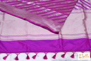 Majenta Handwoven Pure Katan Silk Saree With Stitched Blouse Saree