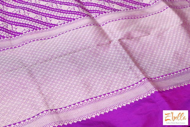Majenta Handwoven Pure Katan Silk Saree With Stitched Blouse Saree