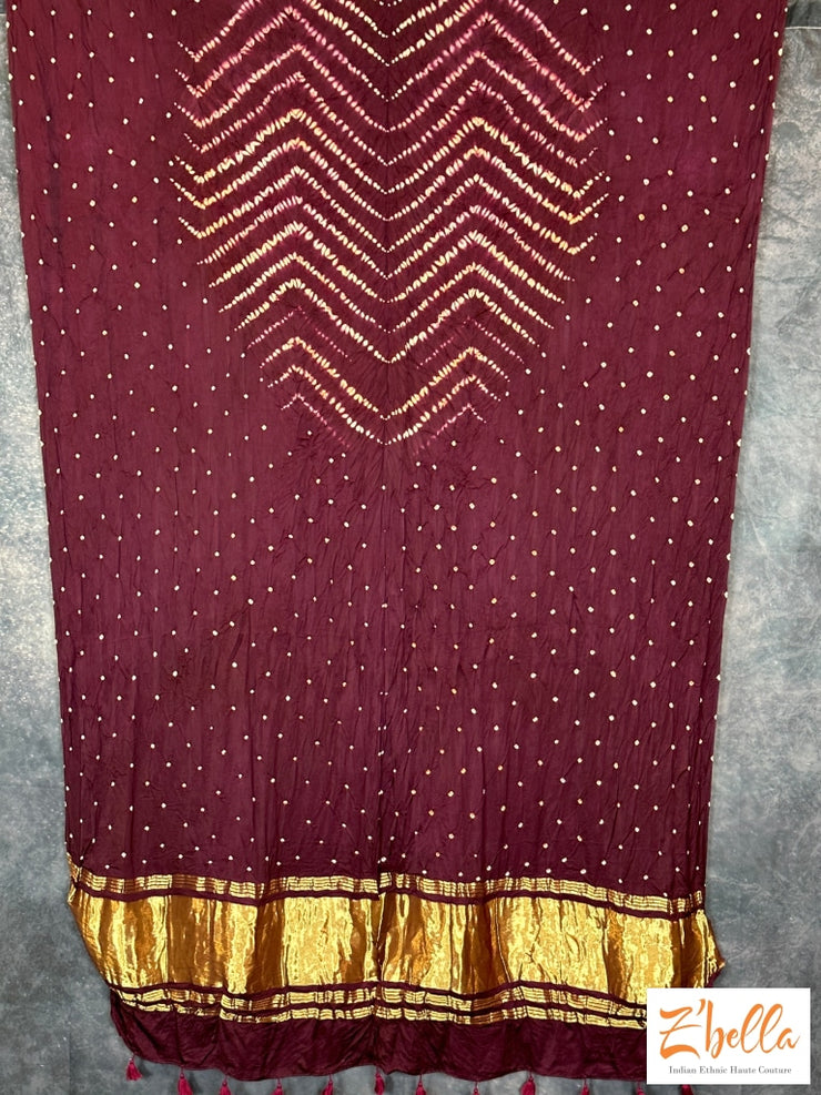 Maroon Bandhini Modal Silk Dupatta Dupatta