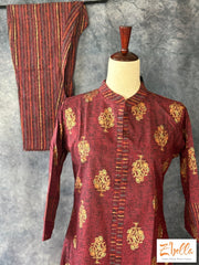 Maroon Color High Low Pattern Kurti With Bottom Kurti