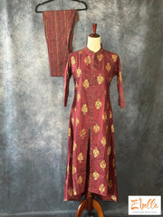 Maroon Color High Low Pattern Kurti With Bottom Kurti