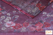 Maroon Floral Print Sequins Saee No Bp Saree