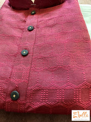 Maroon Self Design Soft Semi Silk Kurta With Bottom Kurta