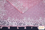 Maue Pink Organza Saree With Thread And Sequins Work Stitched Blouse Saree