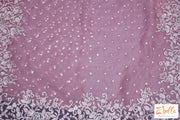 Maue Pink Organza Saree With Thread And Sequins Work Stitched Blouse Saree