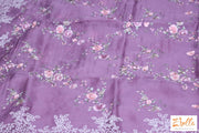 Mauve Purple Floral Embroidered Organza Silk Saree With Stitched Blouse Saree